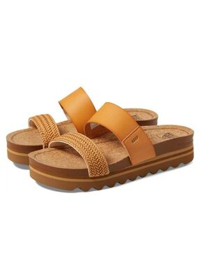 Reef Women's Cognac Brown Double-Strap Platform Sandal